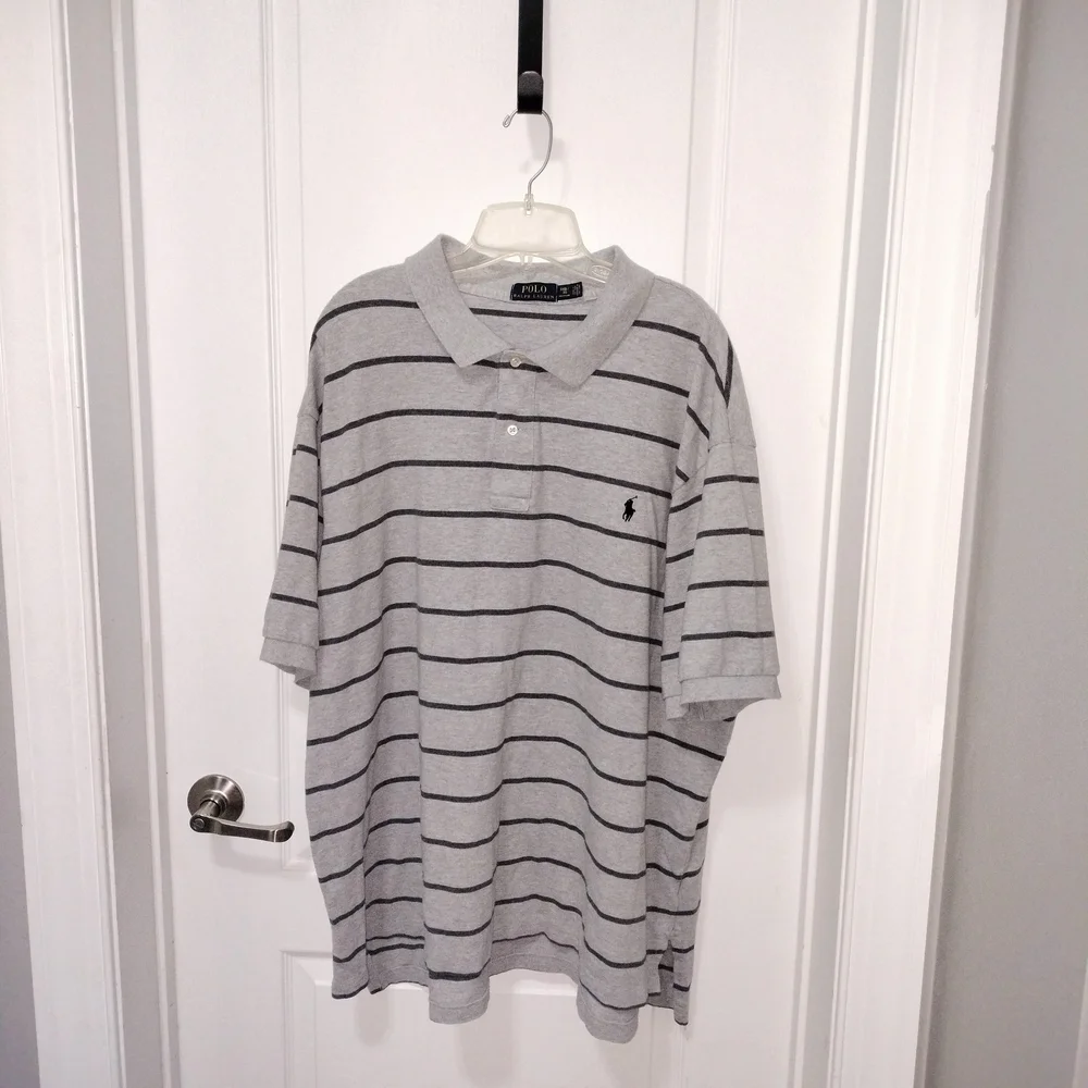 Ralph Lauren Polo Shirt in Gray with Black Stripes